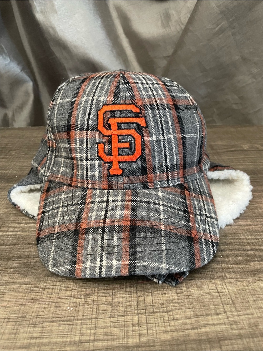 San Francisco Giants Plaid Baseball Hat with Fleece Ear Flaps